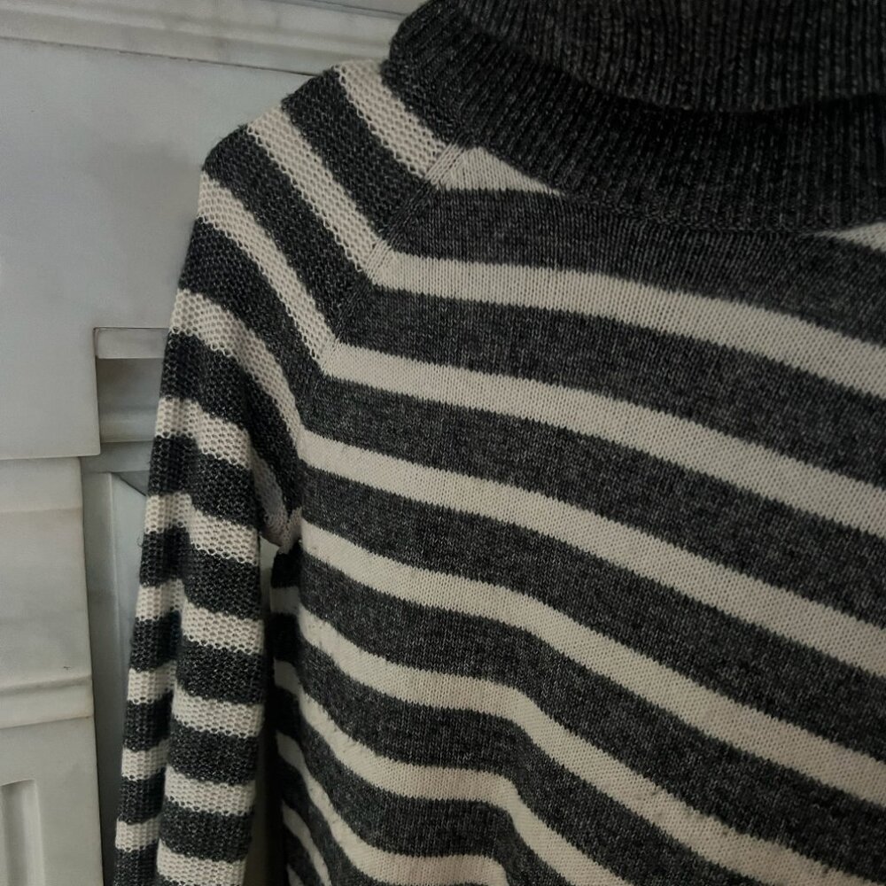 Striped Stitchy Turtleneck Sweater View 3